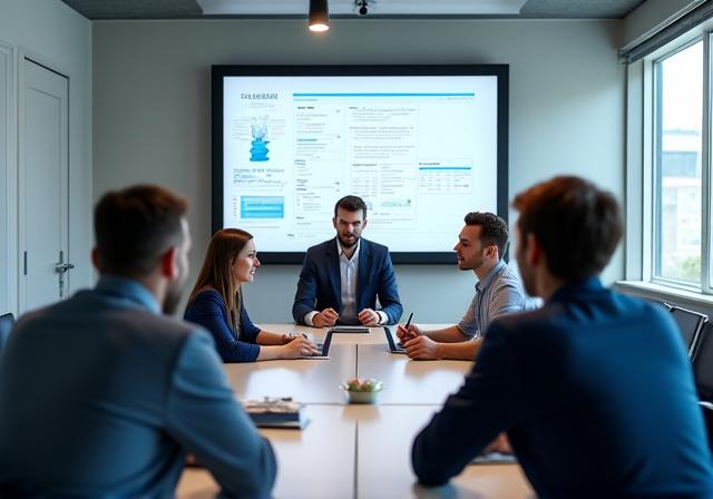 モダンな会議室でのミーティング風景